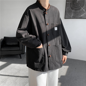 2025唐装汉服款日系水洗工装风复古盘扣夹克 JK63 P110图片