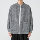 2025冬季新中式宽松唐装汉服打底厚毛呢风夹克JK49P75，男装T恤，电商B375