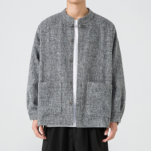 2025冬季新中式宽松唐装汉服打底厚毛呢风夹克 JK49 P75图片