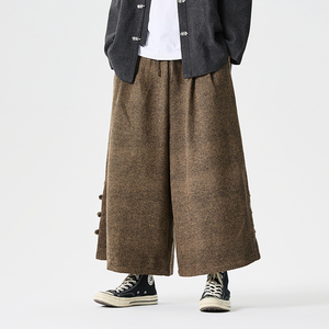 2025加大码宽松裙裤布扣风汉服布裤古风休闲裤 K207 P75图片