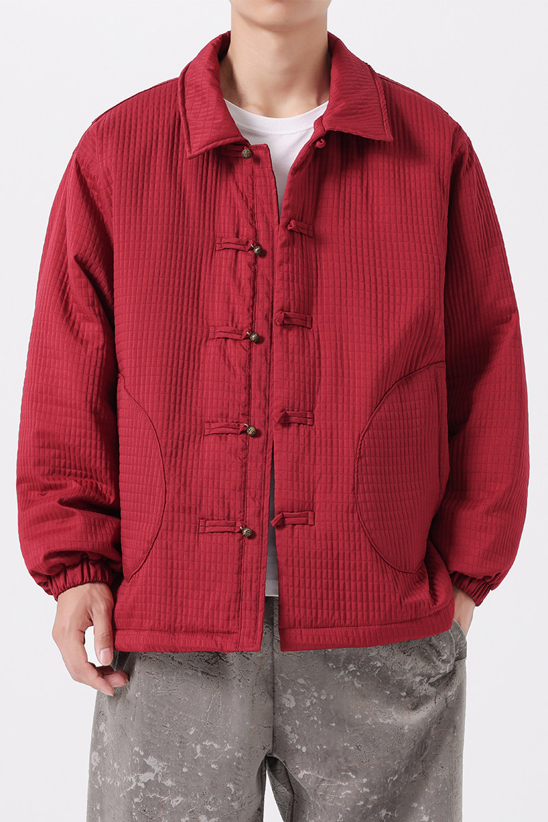冬装古风汉服加大码加棉加厚纯色布扣风棉服JK71P130,男装棉衣,电商B375