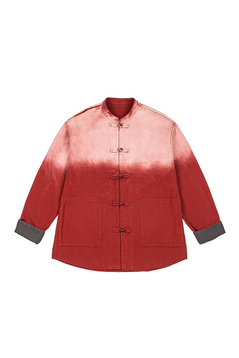 中厚水洗纯棉立领复古渐变做旧风夹克汉服唐装JK78P110,男装夹克,电商B375