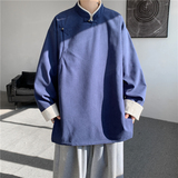 2025春新款加大码宽松唐装汉服立领藏袍风夹克JK62P105，男装夹克，电商B375