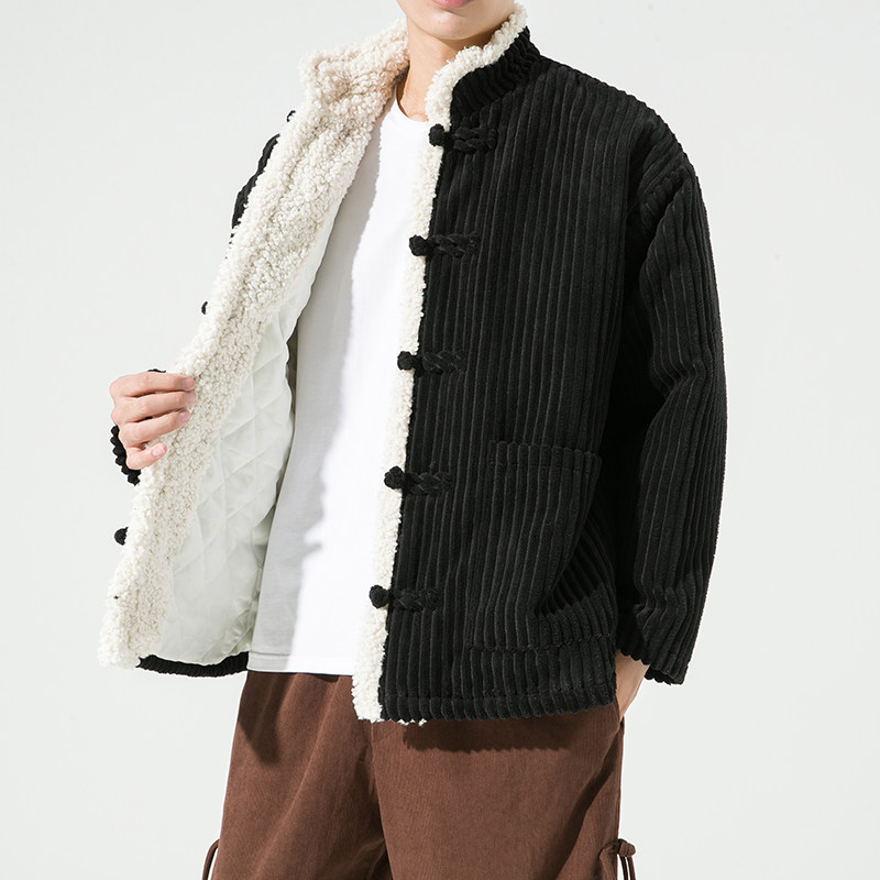 2024加大码宽松直筒毛绒厚风棉服汉服唐装JK36P90,男装棉衣,电商B375