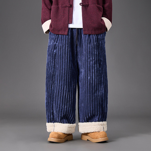 冬古风加大码风日系纯色汉服唐装加绒直筒休闲裤 K214 P95图片
