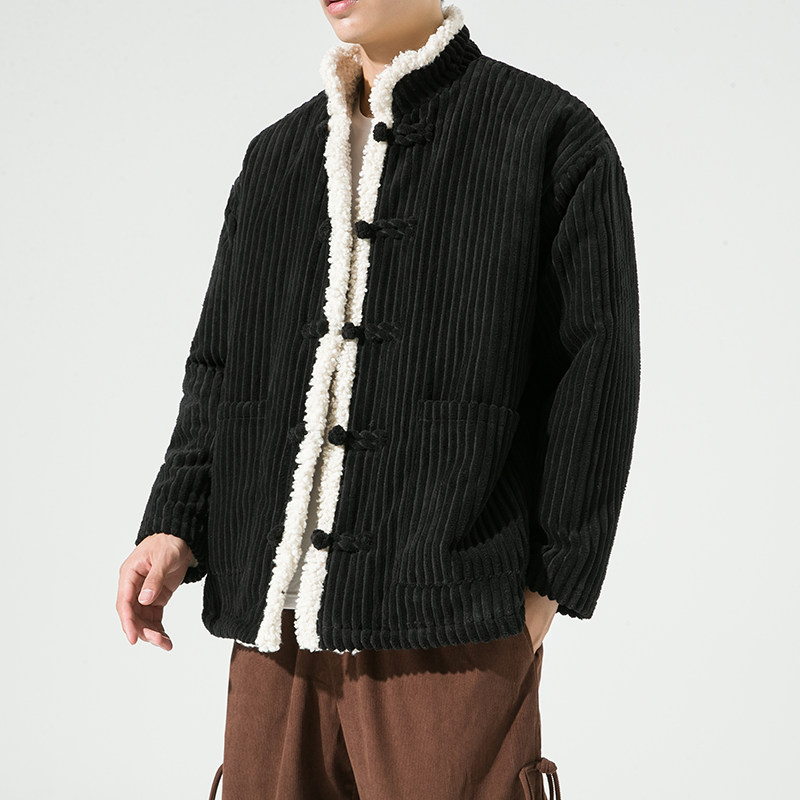 2024加大码立领毛绒民族服装汉服风棉衣有大码JK36P90,男装棉衣,电商B375