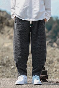 2024加大码新中式汉服唐装厚宽松风休闲毛呢裤 K01 P70图片
