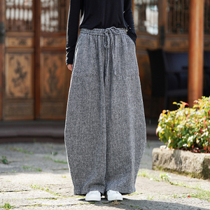 25年冬装新中式古风毛呢加大码汉服搭配风休闲裤 K190 P75图片