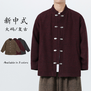 秋冬款加大码唐装毛呢厚唐装立领风夹克太极服 JK80 P110图片