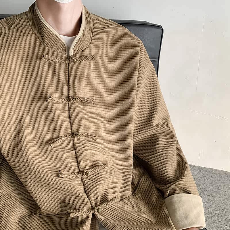 二五年新中式潮日系太极服立领布扣风中山装JK47P100,男装民族服装,电商B375