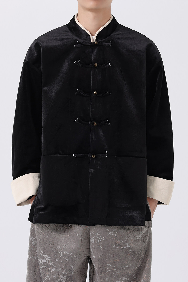 24秋冬汉服立领大码日系丝光绒宽松唐装风夹克JK68P110,男装夹克,电商B375