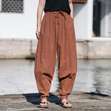 春夏宽松汉服唐装搭配风棉麻和尚免绑腿休闲裤K195P70，男装休闲裤，电商B375