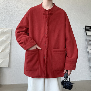 2025日系加大码宽松立领汉服唐装中式加绒夹克外套 JK37 P95图片