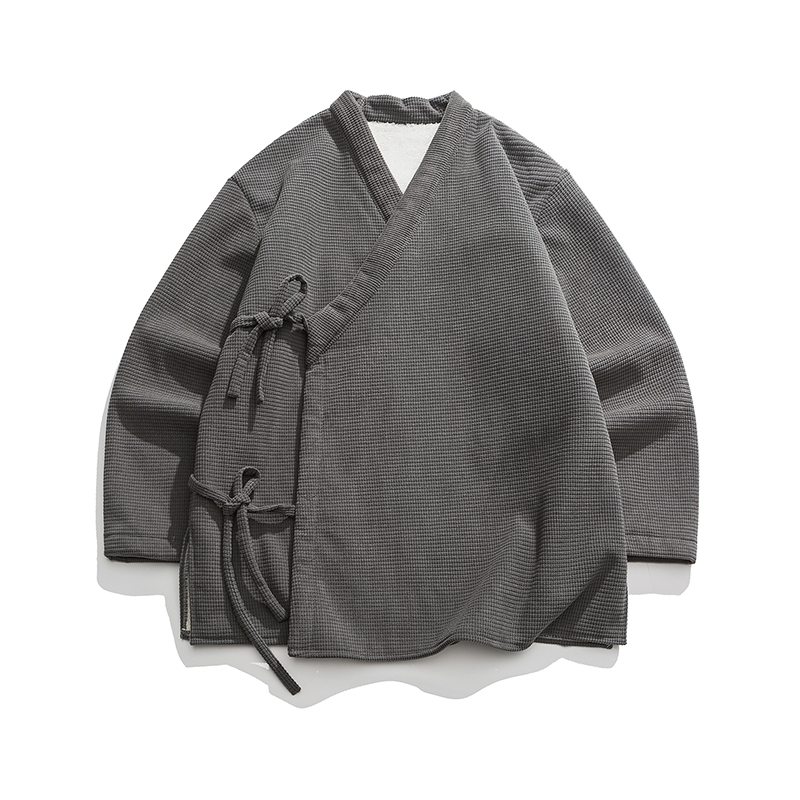 冬季宽松实物平铺图加绒加厚道袍加大码风夹克JK53P120，男装夹克，电商B375