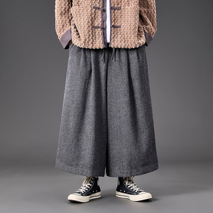2025加大码宽松裙裤布扣风汉服布裤古风休闲裤 K207 P75图片