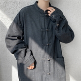 25加大码春季新中式水洗牛仔夹克布扣中山装风JK65P105，男装夹克，电商B375