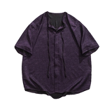 夏季宽松龟裂纹纱复古紫色风汉服中袖布衣M到5XLC74F70，商品下架区，电商B375