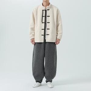 冬季复古立领布扣羊羔毛纯色唐装汉服风棉衣 JK72 P130图片