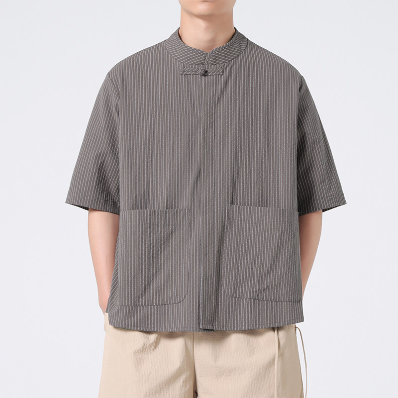 二零二四复古男女通穿立领风汉服立领布扣中式布衣C71F65，男装民族服装，电商B375