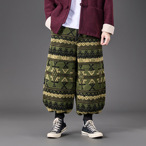 冬装汉服加绒加厚毛绒保暖收口松紧风休闲裤 K212 P85图片