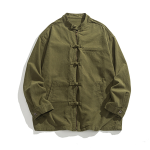 秋季新中式机车汉服重度水洗做旧纯棉工装风夹克 JK66 F115图片