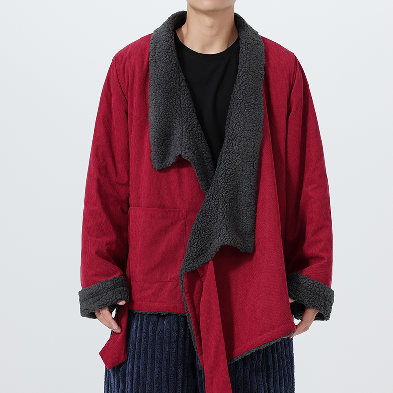 2025新中式宽松加绒藏袍模特厚风汉服棉衣JK85P135，男装棉衣，电商B375
