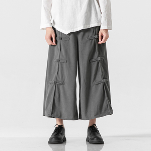 秋款暗黑山本风多扣布裤唐装汉服搭配风休闲裤 K165 P75图片