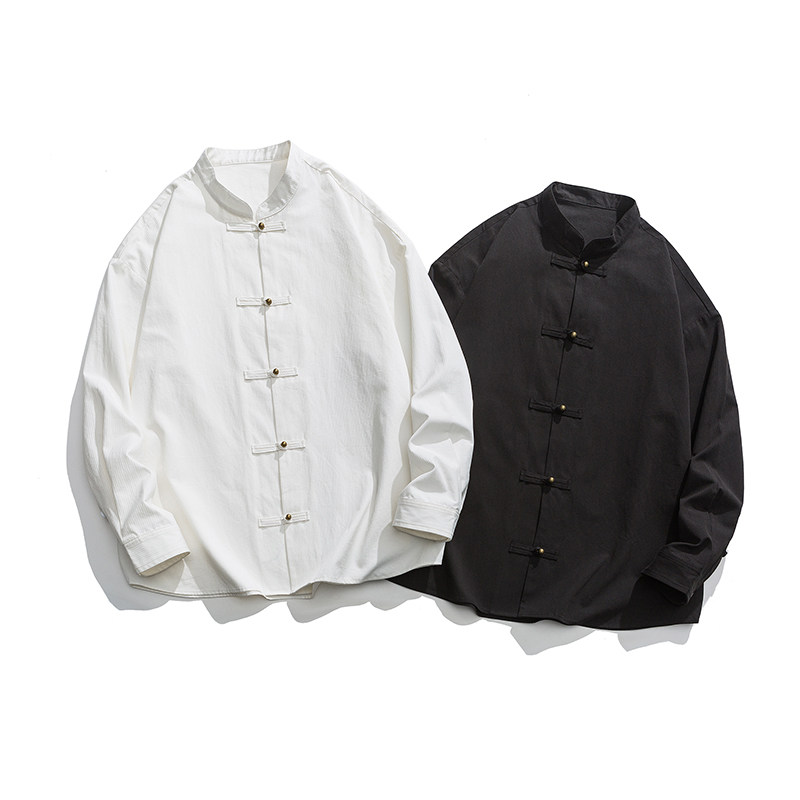 秋新中式唐装纯棉中式布扣结婚礼服中式风衬衫JK42P75,男装衬衫,电商B375