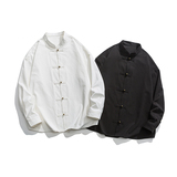 秋新中式唐装纯棉中式布扣结婚礼服中式风衬衫JK42P75，男装衬衫，电商B375