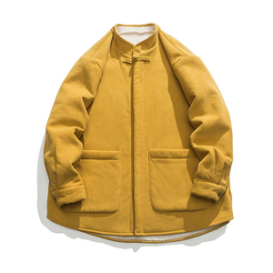 冬装立领加绒加厚盘扣复古汉服平铺图风棉衬衫 JK37 P95图片