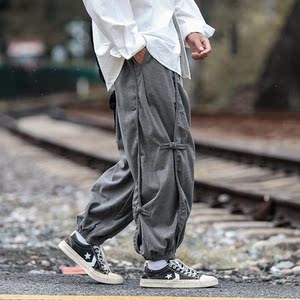 24年汉服工装户外盘扣立体裁剪日系风休闲裤 K135 P55图片