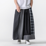 春夏大码垂感拼接阔腿水洗做旧汉服唐装风牛仔裤K200P85，男装牛仔裤，电商B375