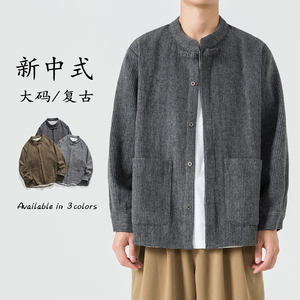 秋冬新款立领布扣毛呢宽松唐装汉服风夹克外套 JK49 P75图片