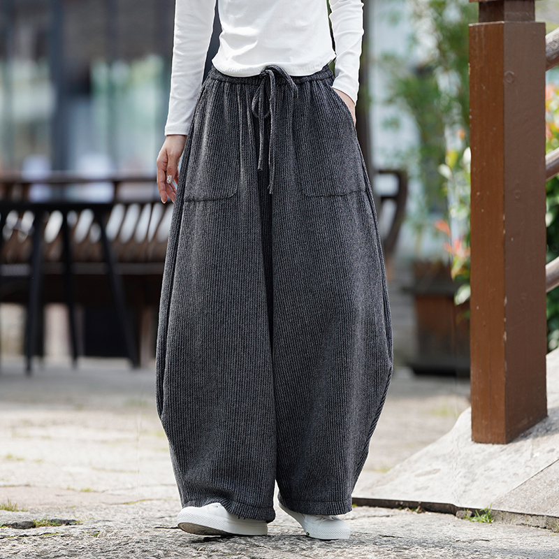 25年冬装新中式古风毛呢加大码汉服搭配风休闲裤K190P75，男装民族服装，电商B375