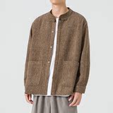 2025冬季款加大码立领唐装汉服毛呢风中山装衬衫JK49P75，男装衬衫，电商B375