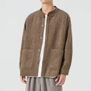 2025冬季款加大码立领唐装汉服毛呢风中山装衬衫 JK49 P75图片