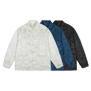 秋冬季潮新款加大码打底潮唐装汉服长袖衬衫 C92 P65图片