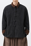 秋冬季新中式厚翻领复古布扣夹克风唐装汉服JK67P110，男装夹克，电商B375