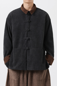 秋冬季新中式厚翻领复古布扣夹克风唐装汉服 JK67 P110图片
