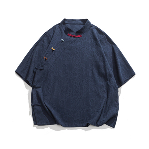 2026夏装彩扣棉麻立领斜门襟新中式汉服短袖POLO衫JK59F65