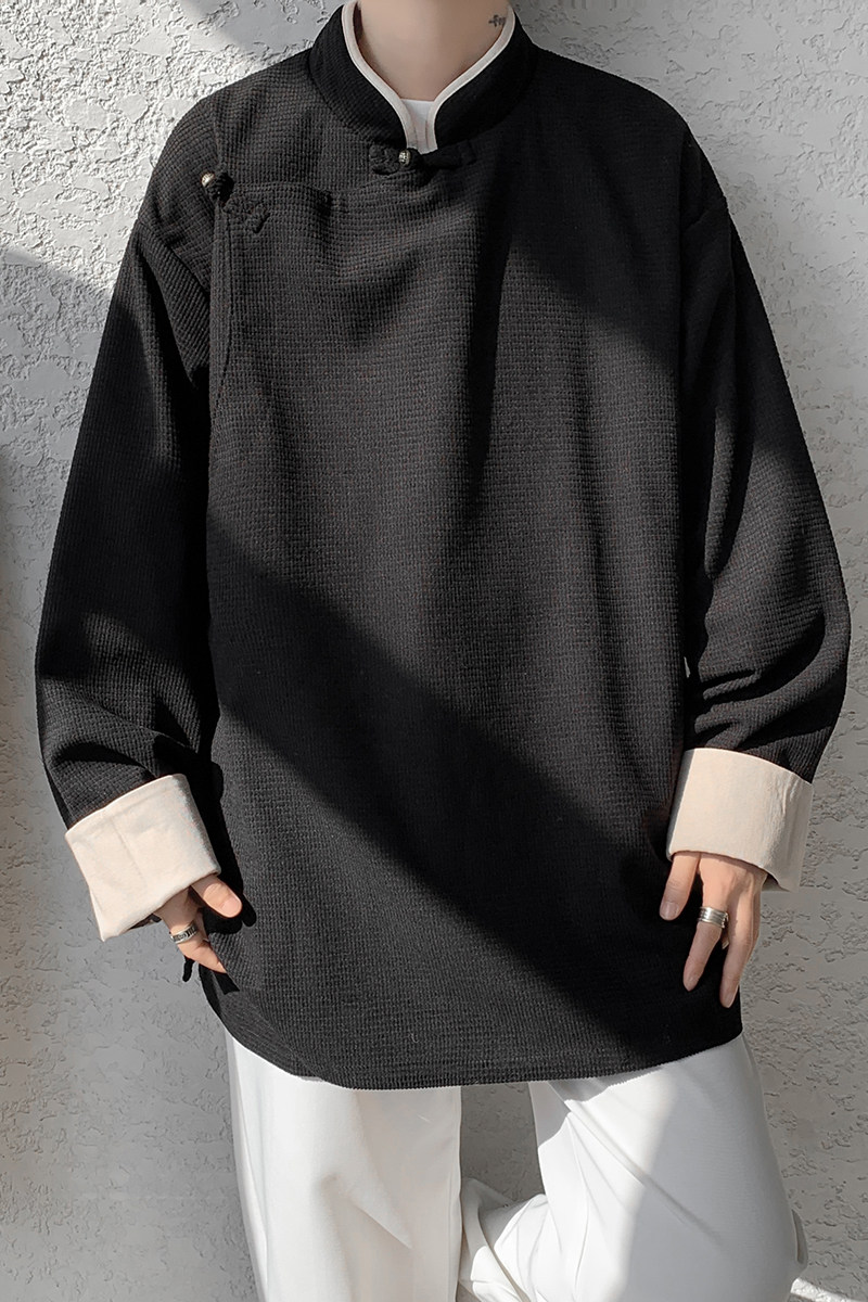 风春季宽松加大码复古立领汉服唐装藏袍夹克JK62P105,男装夹克,电商B375