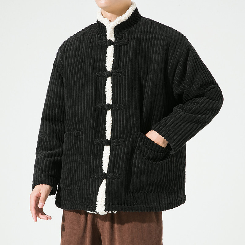 24加厚灯芯绒立领毛绒复古太极服拜年服风棉服JK36P90,男装棉衣,电商B375