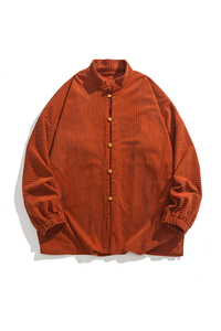 24秋冬灯芯绒复古明制汉服有平铺图日系口袋夹克外套 JK61 F95图片