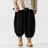 冬装日系古风中式唐装厚弹性针织收口风休闲裤K169P75，男装民族服装，电商B375
