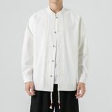 秋冬新中式纯棉立领礼服模特厚盘扣风长袖衬衫JK42P75，男装衬衫，电商B375