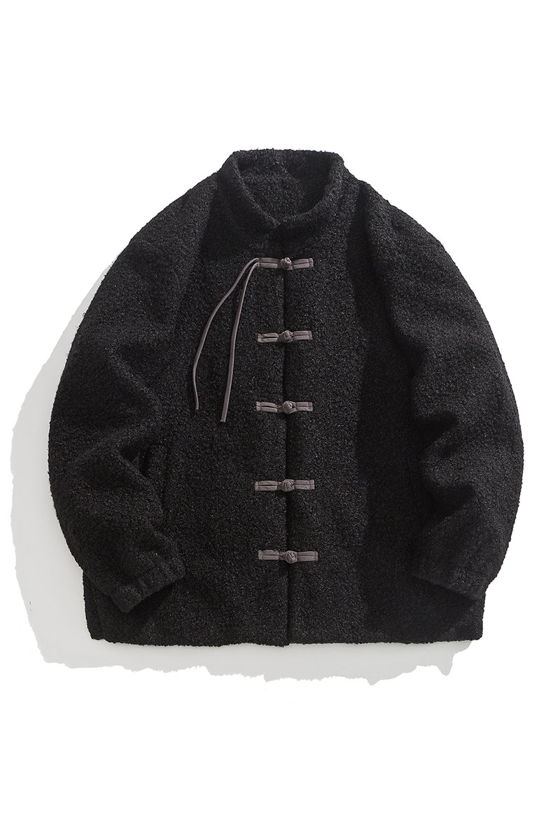 24拜年服加大码平铺图羊羔毛厚立领布扣风棉衣JK72P130,男装棉衣,电商B375