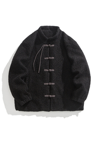 24拜年服加大码平铺图羊羔毛厚立领布扣风棉衣 JK72 P130图片