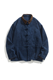 宽松灯芯绒复古平铺图汉服翻领布扣风汉服夹克JK67P110，男装夹克，电商B375