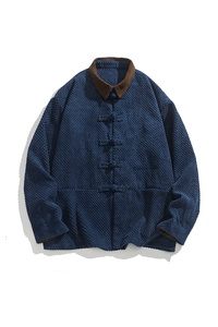 宽松灯芯绒复古平铺图汉服翻领布扣风汉服夹克 JK67 P110图片