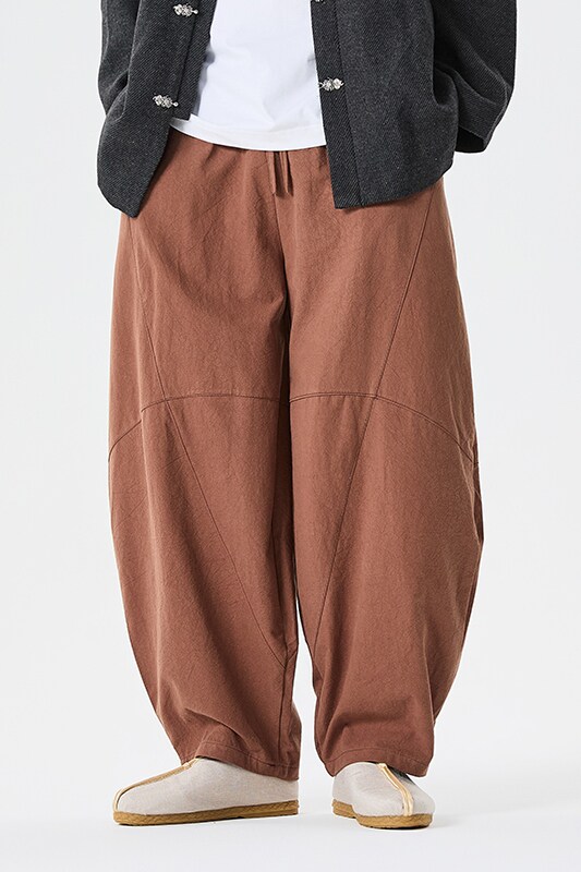 秋冬汉服棉麻纯色多色宽松灯笼裤风古风休闲裤K174P75,男装民族服装,电商B375